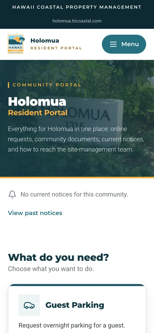 Holomua portal home page on a phone