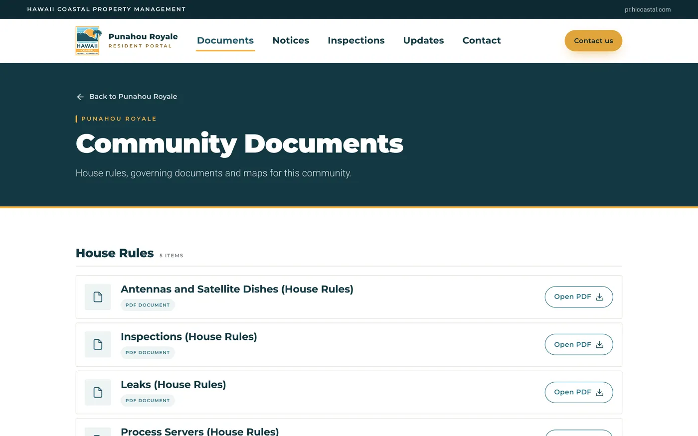 Punahou Royale portal: community documents library