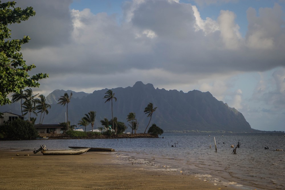 The Koolau range across Kaneohe Bay on Oahu's windward side