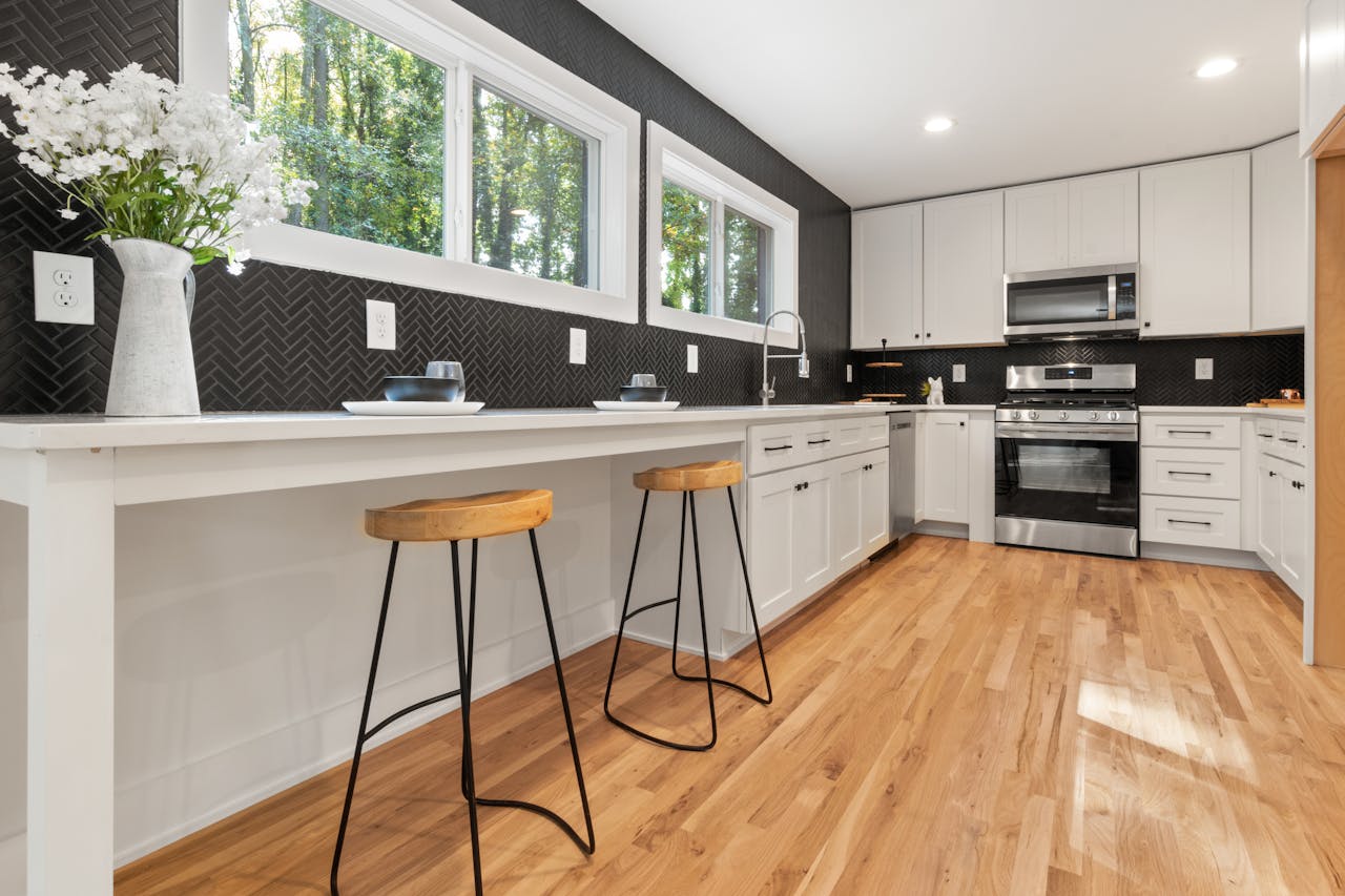 A clean modern kitchen in a move-in ready rental home.